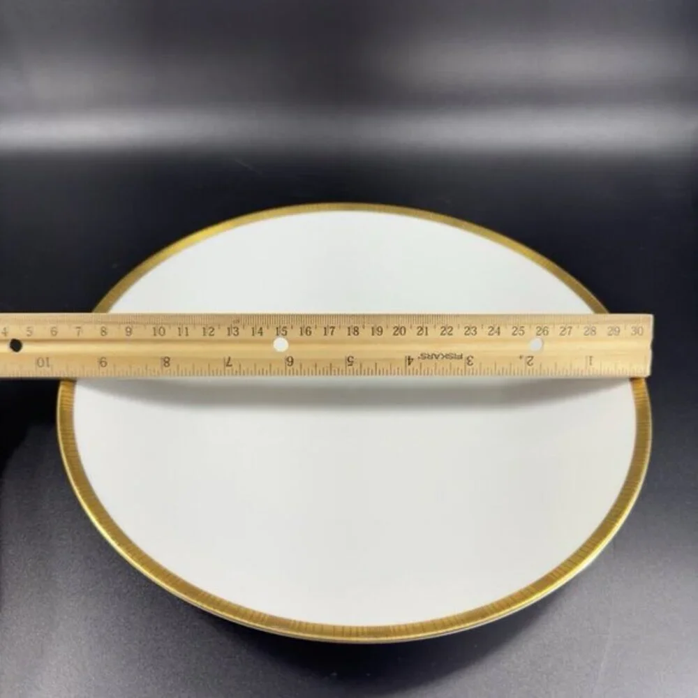 Rosenthal Germany 3680 White Gold Band Black Lines Dish Plate 9.75Inch Set 3 VTG